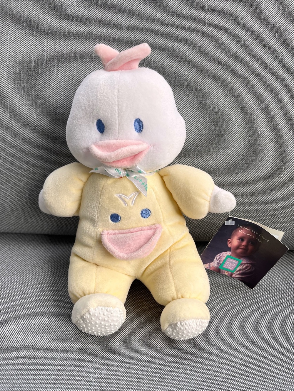 Little Me Duck Baby Plush Rattle w/ Footie Pajamas Yellow Velour Prestige Vtg 11